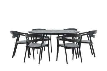 Ruokailuryhmä Break Pyöreä 120 cm 6 Slit tuolia - Musta - Puutarhakalusteet - Ulkoryhmä - Ruokailuryhmät ulos