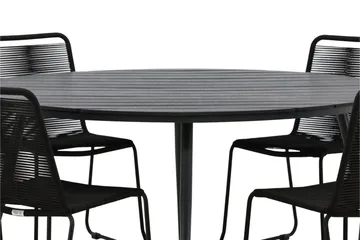Ruokailuryhmä Break Pyöreä 150 cm 6 Lindos tuolia - Musta - Puutarhakalusteet - Ulkoryhmä - Ruokailuryhmät ulos