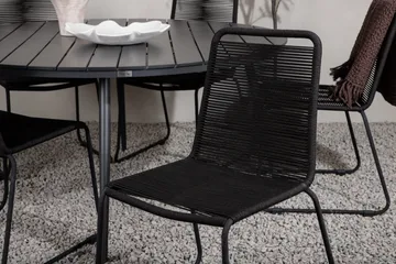 Ruokailuryhmä Break Pyöreä 150 cm 6 Lindos tuolia - Musta - Puutarhakalusteet - Ulkoryhmä - Ruokailuryhmät ulos