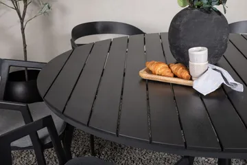Ruokailuryhmä Break Pyöreä 120 cm 6 Slit tuolia - Musta - Puutarhakalusteet - Ulkoryhmä - Ruokailuryhmät ulos