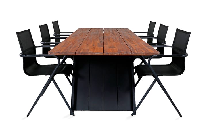 Ruokailuryhmä Doory 250 cm 6 Alina tuolia Musta/Luonnonväri - Venture Home - Ruokailuryhmät ulos