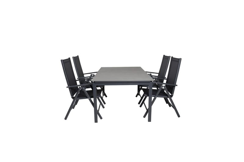 Ruokailuryhmä Levels Jatk 160 cm 4 Break tuolia Musta/Harmaa - Venture Home - Puutarhakalusteet - Ulkoryhmä - Ruokailuryhmät ulos