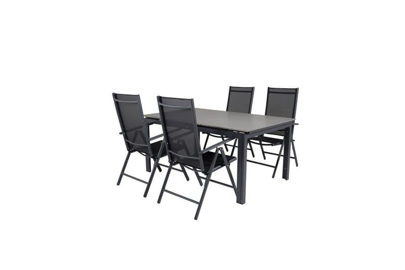 Ruokailuryhmä Levels Jatk 160 cm 4 Break tuolia Musta/Harmaa - Venture Home - Puutarhakalusteet - Ulkoryhmä - Ruokailuryhmät ulos