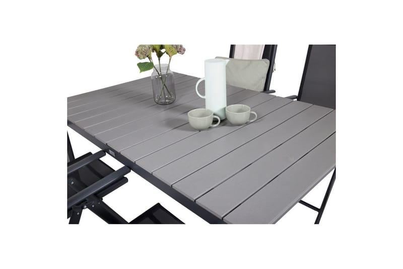 Ruokailuryhmä Levels Jatk 160 cm 4 Break tuolia Musta/Harmaa - Venture Home - Puutarhakalusteet - Ulkoryhmä - Ruokailuryhmät ulos