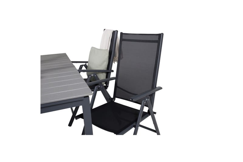 Ruokailuryhmä Levels Jatk 160 cm 4 Break tuolia Musta/Harmaa - Venture Home - Puutarhakalusteet - Ulkoryhmä - Ruokailuryhmät ulos
