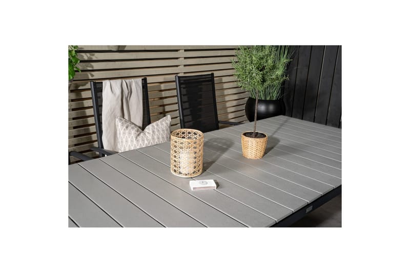 Ruokailuryhmä Levels Jatk 160 cm 6 Break tuolia Musta/Harmaa - Venture Home - Puutarhakalusteet - Ulkoryhmä - Ruokailuryhmät ulos