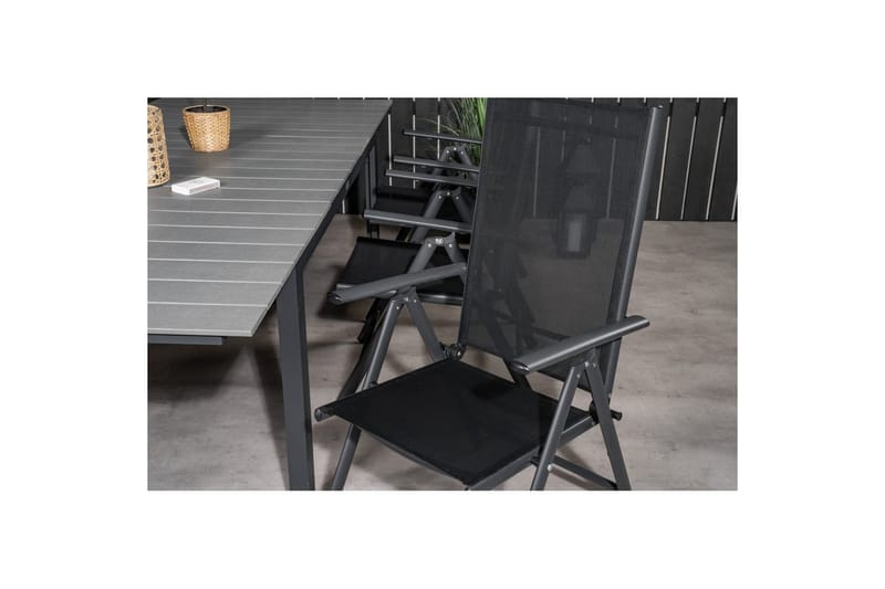 Ruokailuryhmä Levels Jatk 160 cm 6 Break tuolia Musta/Harmaa - Venture Home - Puutarhakalusteet - Ulkoryhmä - Ruokailuryhmät ulos