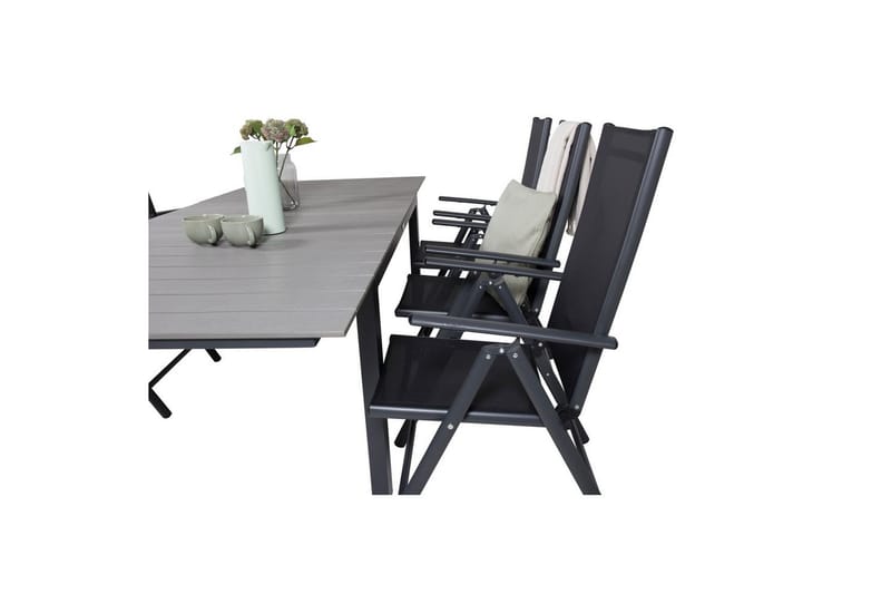 Ruokailuryhmä Levels Jatk 160 cm 6 Break tuolia Musta/Harmaa - Venture Home - Puutarhakalusteet - Ulkoryhmä - Ruokailuryhmät ulos