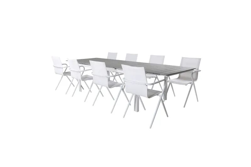 Ruokailuryhmä Levels Jatk 229 cm 8 Alina tuolia, Musta/Harmaa