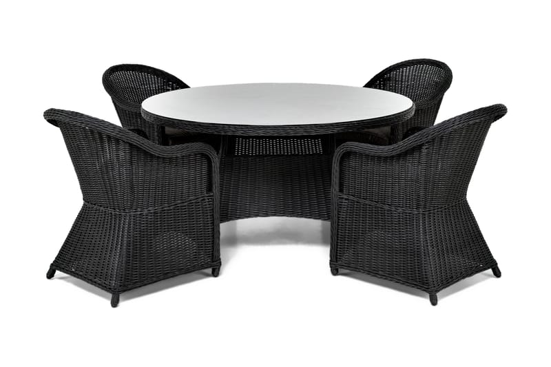 Ruokailuryhmä Marcus Ø140 + 4 Marcus Light tuolia + pehmuste, Musta