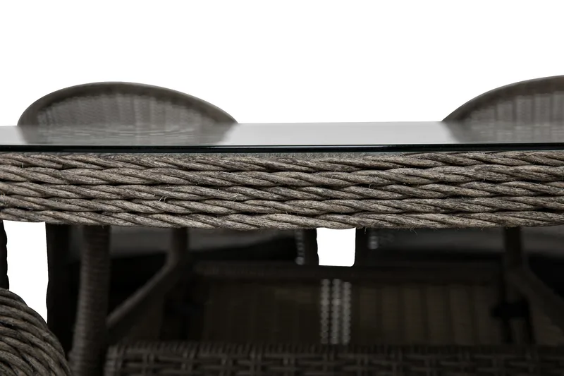 Ruokailuryhmä Marcus Ø140 + 4 Marcus Light tuolia + pehmuste - Harmaa - Puutarhakalusteet - Ulkoryhmä - Ruokailuryhmät ulos