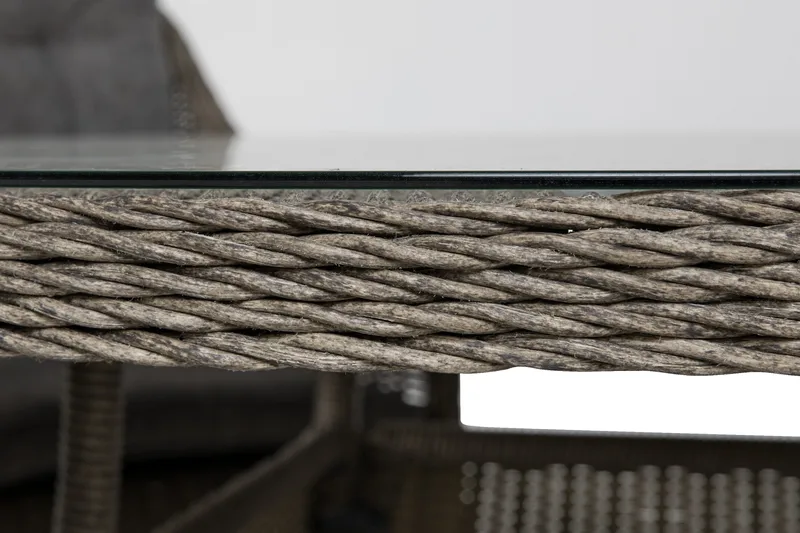 Ruokailuryhmä Marcus Ø140 + 4 Nojatuolia + pehmusteet - Harmaa - Puutarhakalusteet - Ulkoryhmä - Ruokailuryhmät ulos