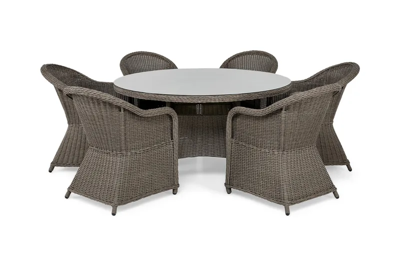 Ruokailuryhmä Marcus Ø140 + 6 Marcus Light tuolia + pehmuste, Harmaa