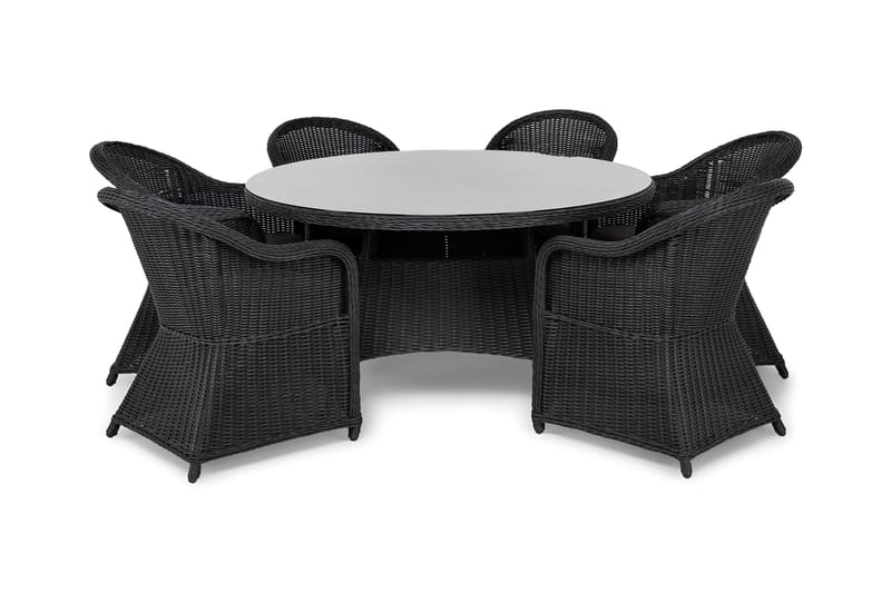 Ruokailuryhmä Marcus Ø140 + 6 Marcus Light tuolia + pehmuste, Musta