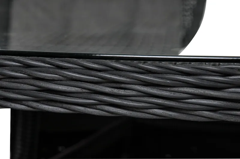 Ruokailuryhmä Marcus Ø140 + 6 Nojatuolia + pehmusteet - Musta - Puutarhakalusteet - Ulkoryhmä - Ruokailuryhmät ulos