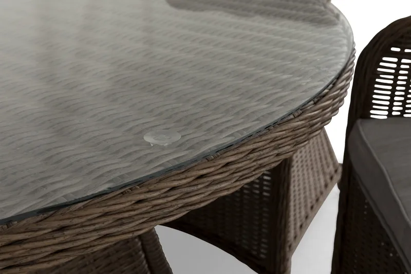 Ruokailuryhmä Marcus Ø140 + 6 nojatuolia + pehmusteet - Luonnonväri - Puutarhakalusteet - Ulkoryhmä - Ruokailuryhmät ulos