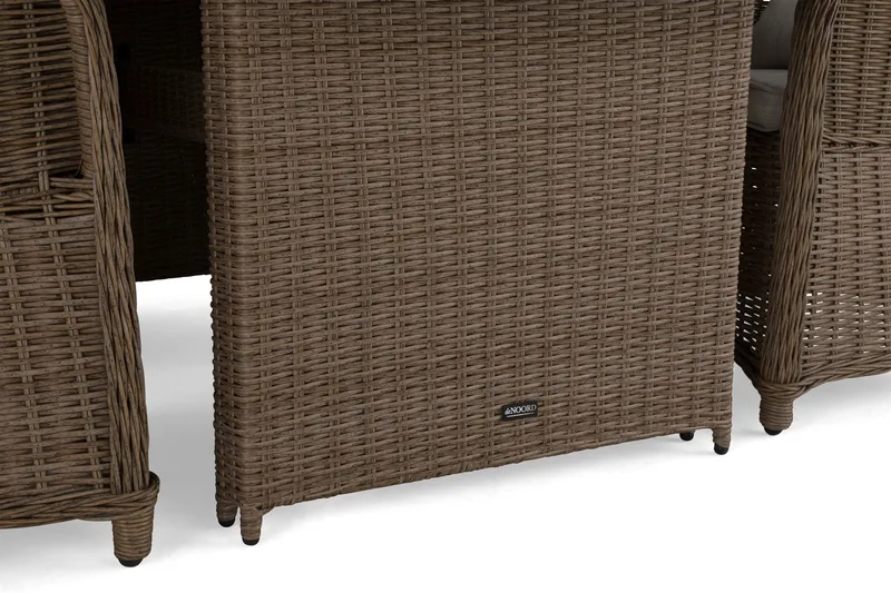 Ruokailuryhmä Marcus + 4 nojatuolia + pehmusteet - Luonnonväri - Puutarhakalusteet - Ulkoryhmä - Ruokailuryhmät ulos