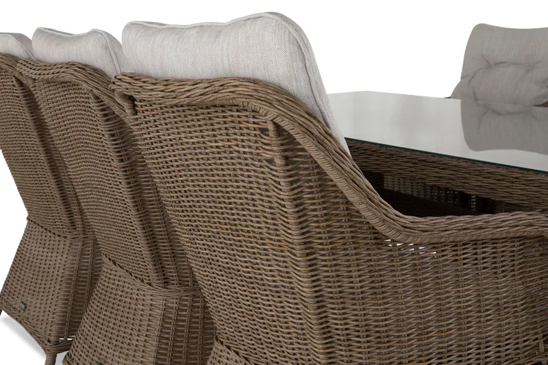 Ruokailuryhmä Marcus + 6 nojatuolia + pehmusteet - Luonnonväri - Puutarhakalusteet - Ulkoryhmä - Ruokailuryhmät ulos