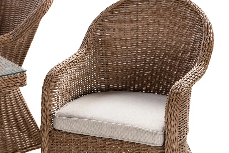 Ruokailuryhmä Marcus 140 cm Pyöreä 4 Light tuolia Pehmusteet - Puutarhakalusteet - Ulkoryhmä - Ruokailuryhmät ulos