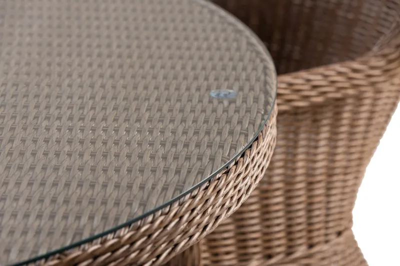 Ruokailuryhmä Marcus 140 cm Pyöreä 4 Light tuolia Pehmusteet - Puutarhakalusteet - Ulkoryhmä - Ruokailuryhmät ulos