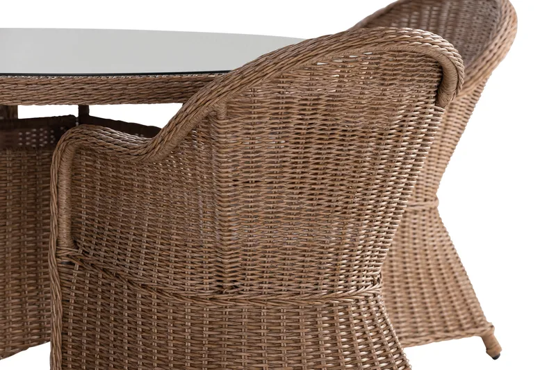 Ruokailuryhmä Marcus 140 cm Pyöreä 4 Light tuolia Pehmusteet - Puutarhakalusteet - Ulkoryhmä - Ruokailuryhmät ulos