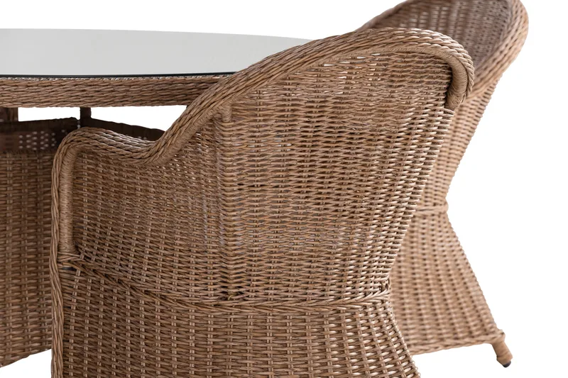 Ruokailuryhmä Marcus 140 cm Pyöreä 6 Light tuolia Pehmusteet - Puutarhakalusteet - Ulkoryhmä - Ruokailuryhmät ulos