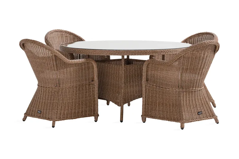 Ruokailuryhmä Marcus 140 cm Pyöreä 4 Light tuolia Pehmusteet, undefined