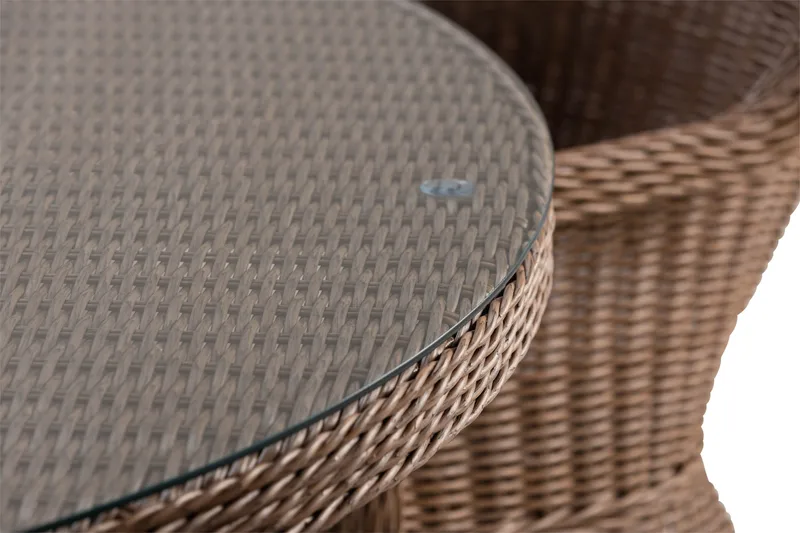 Ruokailuryhmä Marcus 140 cm Pyöreä 6 Light tuolia Pehmusteet - Puutarhakalusteet - Ulkoryhmä - Ruokailuryhmät ulos