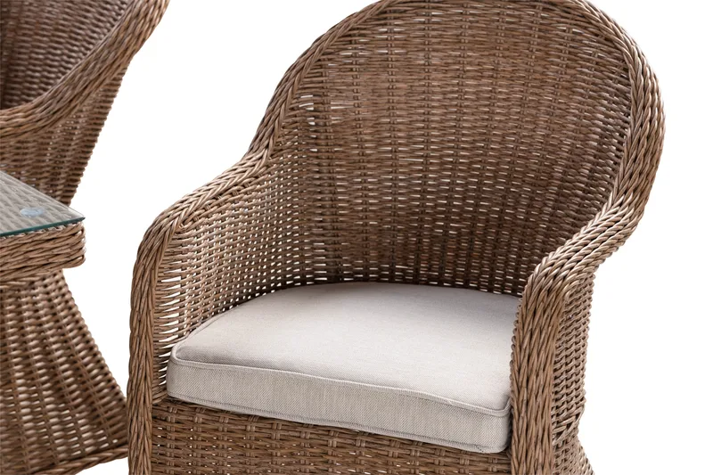 Ruokailuryhmä Marcus 140 cm Pyöreä 6 Light tuolia Pehmusteet - Puutarhakalusteet - Ulkoryhmä - Ruokailuryhmät ulos