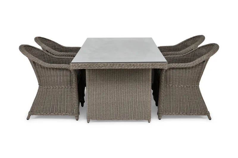 Ruokailuryhmä Marcus 200 + 4 Marcus Light tuolia + pehmustee - Harmaa - Puutarhakalusteet - Ulkoryhmä - Ruokailuryhmät ulos