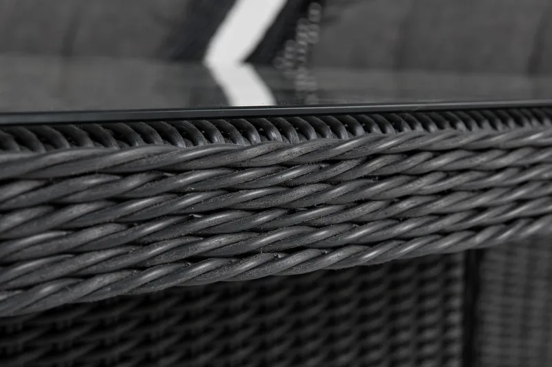 Ruokailuryhmä Marcus 200 + 4 Nojatuolia + pehmusteet - Musta - Puutarhakalusteet - Ulkoryhmä - Ruokailuryhmät ulos