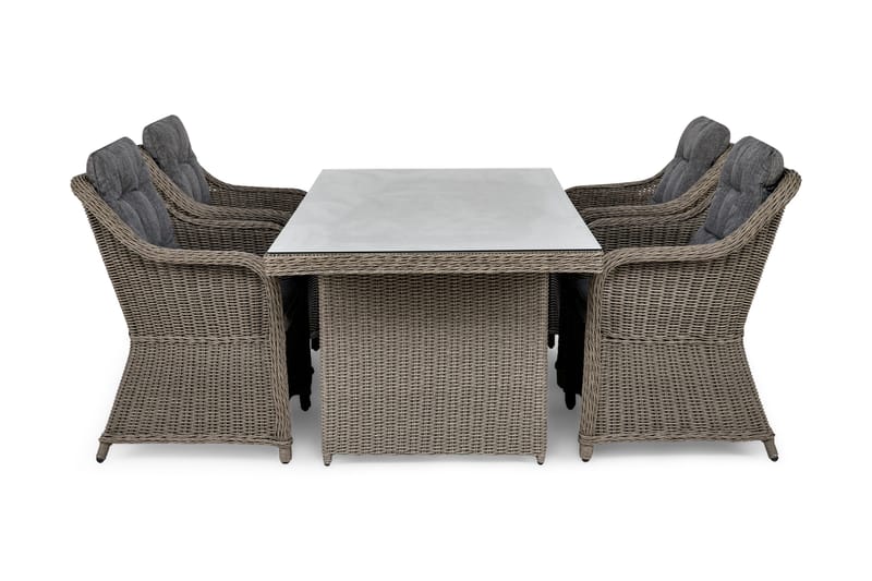 Ruokailuryhmä Marcus 200 + 4 Nojatuolia + pehmusteet, Harmaa