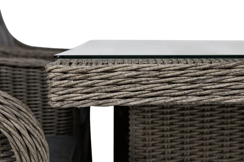 Ruokailuryhmä Marcus 200 + 4 Nojatuolia + pehmusteet - Harmaa - Puutarhakalusteet - Ulkoryhmä - Ruokailuryhmät ulos