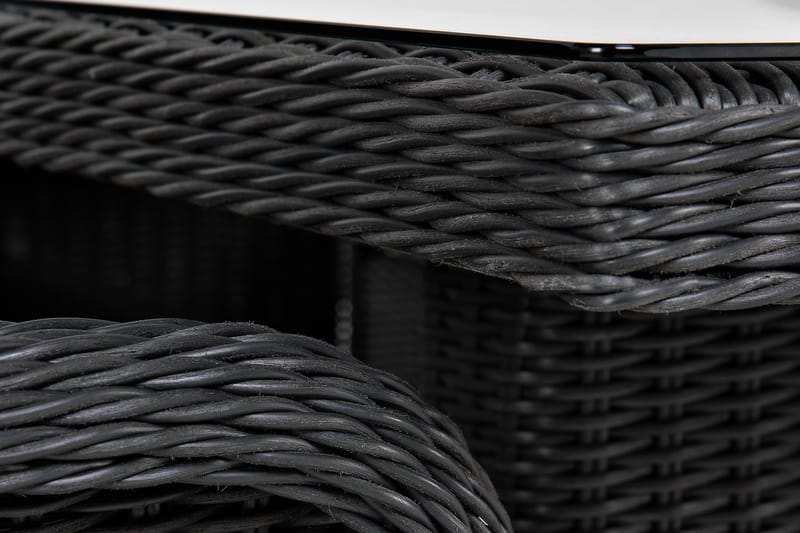 Ruokailuryhmä Marcus 200 + 6 Marcus Light tuolia + pehmustee - Musta - Puutarhakalusteet - Ulkoryhmä - Ruokailuryhmät ulos