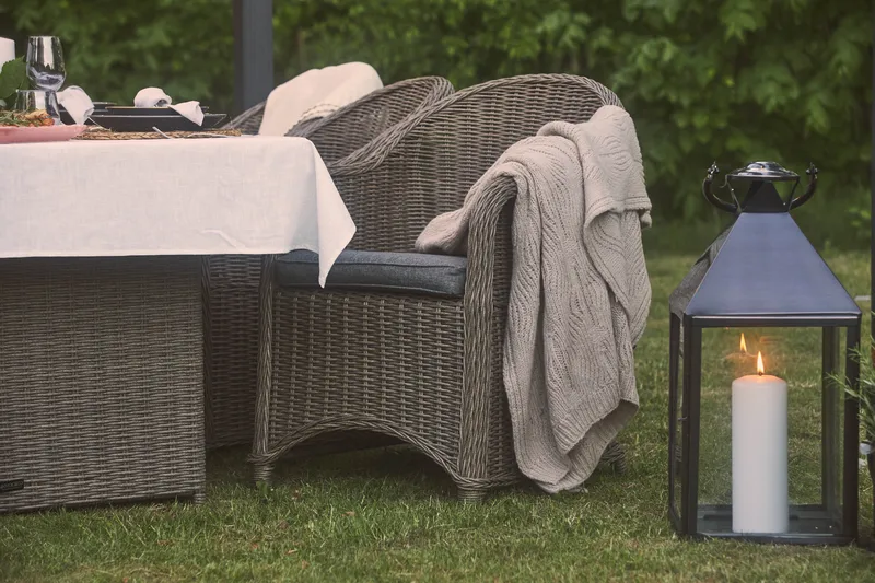 Ruokailuryhmä Marcus 200 + 6 Marcus Light tuolia + pehmustee - Harmaa - Puutarhakalusteet - Ulkoryhmä - Ruokailuryhmät ulos