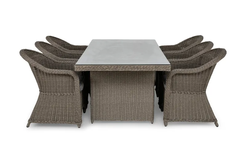 Ruokailuryhmä Marcus 200 + 6 Marcus Light tuolia + pehmustee, Harmaa