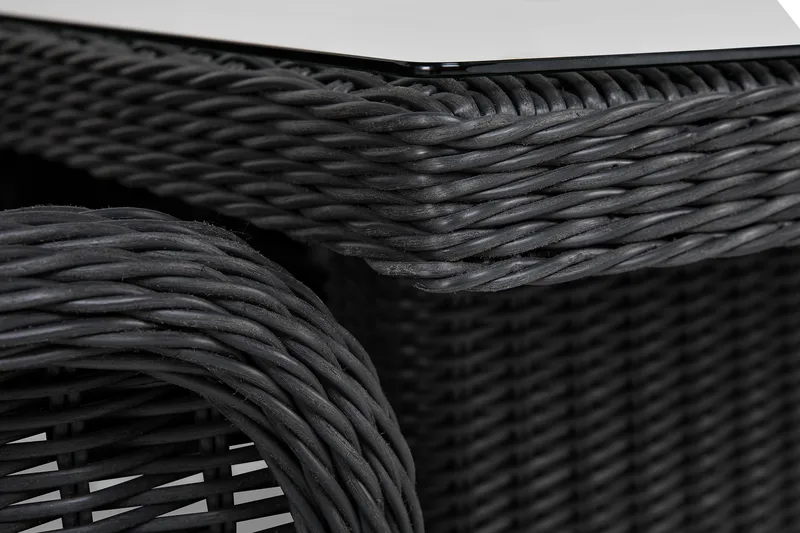 Ruokailuryhmä Marcus 200 + 6 Nojatuolia + pehmusteet - Musta - Puutarhakalusteet - Ulkoryhmä - Ruokailuryhmät ulos