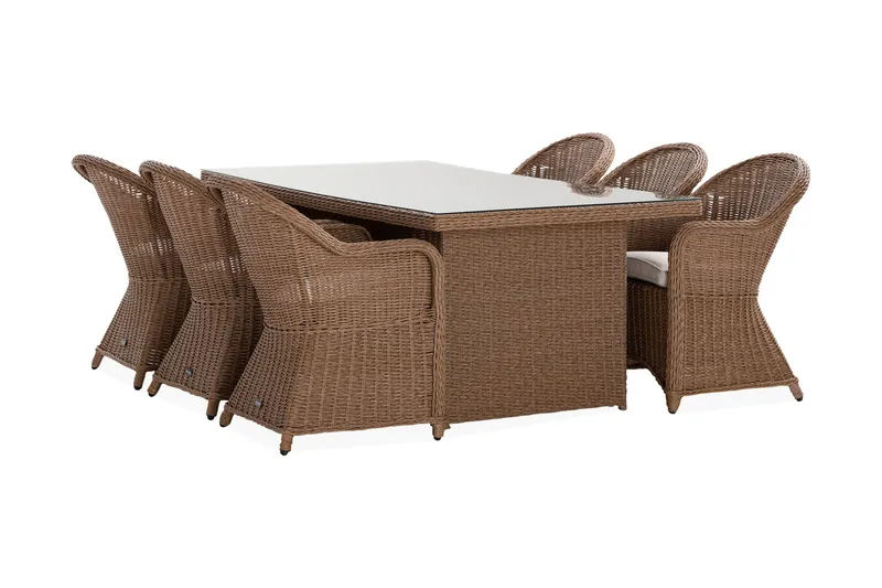 Ruokailuryhmä Marcus 200 cm 6 Light tuolia Pehmusteet - Puutarhakalusteet - Ulkoryhmä - Ruokailuryhmät ulos