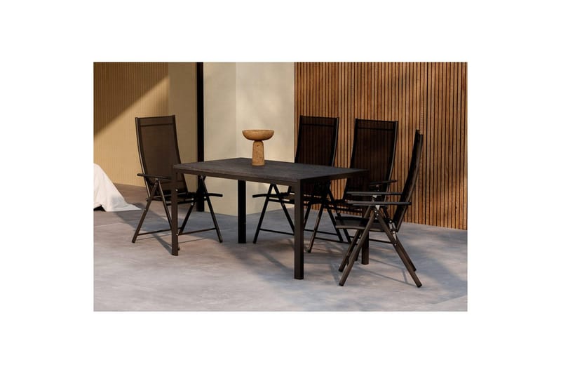 Ruokailuryhmä Mirko 140x80x74, Levanzo - Musta - Puutarhakalusteet - Ulkoryhmä - Ruokailuryhmät ulos