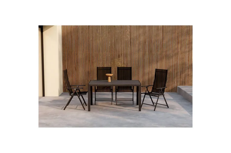 Ruokailuryhmä Mirko 140x80x74, Levanzo - Musta - Puutarhakalusteet - Ulkoryhmä - Ruokailuryhmät ulos