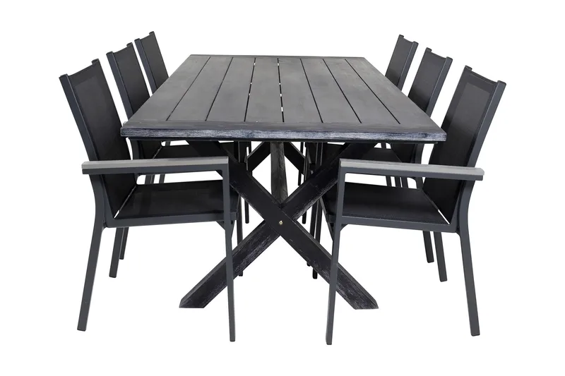 Ruokailuryhmä Rives 200 cm 6 Parma tuolia, Musta