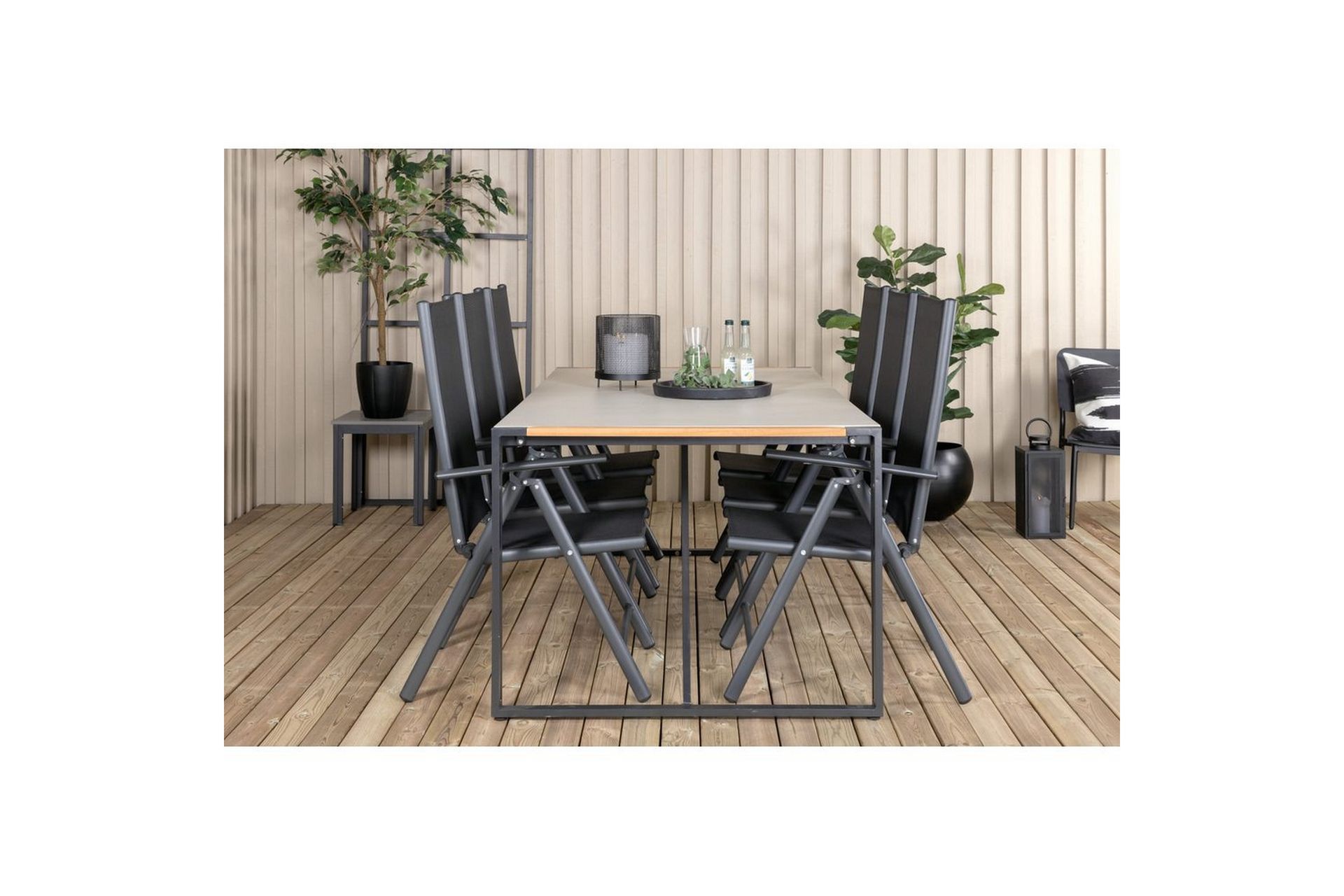 Ruokailuryhmä Texas 200 cm 6 Break säätötuolia Musta/Harmaa - Venture Home - Puutarhakalusteet - Ulkoryhmä - Ruokailuryhmät ulos