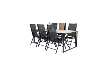 Ruokailuryhmä Texas 200 cm 6 Break säätötuolia Musta/Harmaa - Venture Home - Puutarhakalusteet - Ulkoryhmä - Ruokailuryhmät ulos