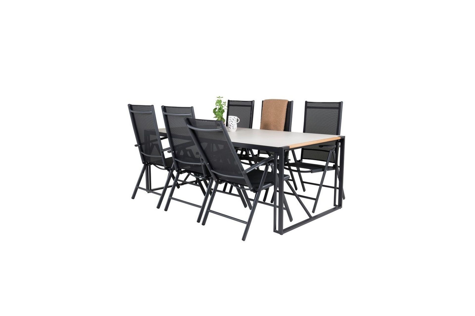 Ruokailuryhmä Texas 200 cm 6 Break säätötuolia Musta/Harmaa - Venture Home - Puutarhakalusteet - Ulkoryhmä - Ruokailuryhmät ulos