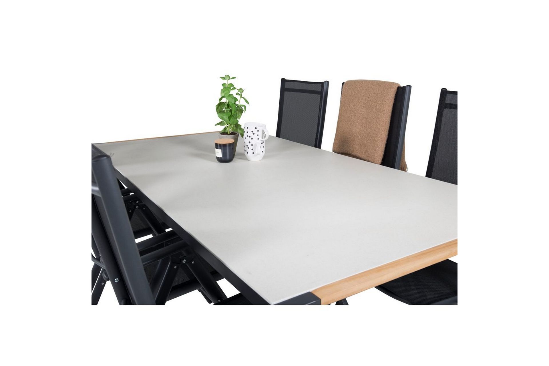 Ruokailuryhmä Texas 200 cm 6 Break säätötuolia Musta/Harmaa - Venture Home - Puutarhakalusteet - Ulkoryhmä - Ruokailuryhmät ulos