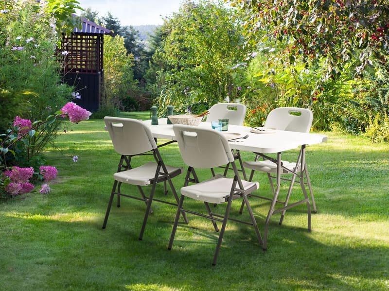 Ruokailuryhmä ulos 4-istuttava Cugnoli taitettava - Valkoinen/hopea - Puutarhakalusteet - Ulkoryhmä - Ruokailuryhmät ulos