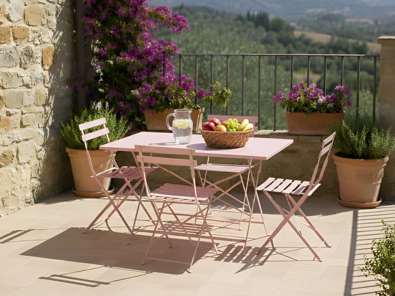 Ruokailuryhmä ulos 4-istuttava Fiori taitettava - pastellinroosa - Puutarhakalusteet - Ulkoryhmä - Ruokailuryhmät ulos