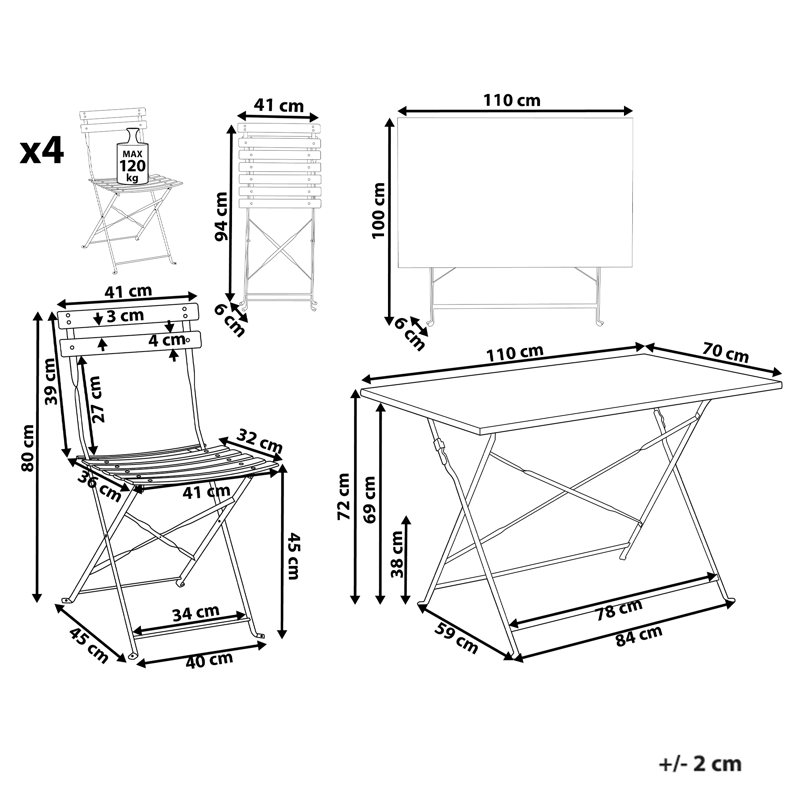 Ruokailuryhmä ulos 4-istuttava Fiori - punainen - Puutarhakalusteet - Ulkoryhmä - Ruokailuryhmät ulos