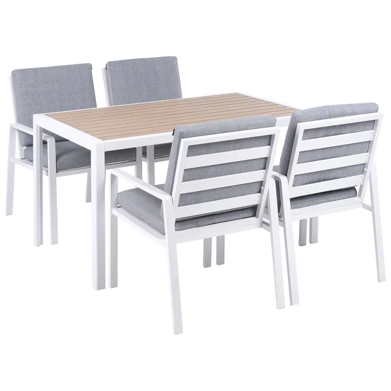 Ruokailuryhmä ulos 4-istuttava Visso, valkoinen/harmaa/beige