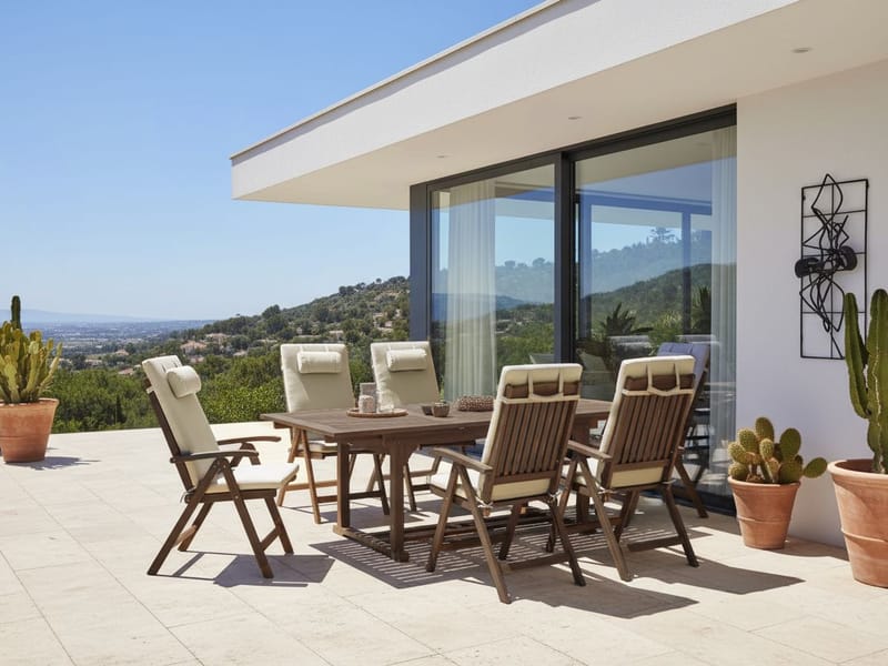 Ruokailuryhmä ulos 6-istuttava Amantea Premium akaasiapuu - Ruskea/Taupe - Puutarhakalusteet - Ulkoryhmä - Ruokailuryhmät ulos